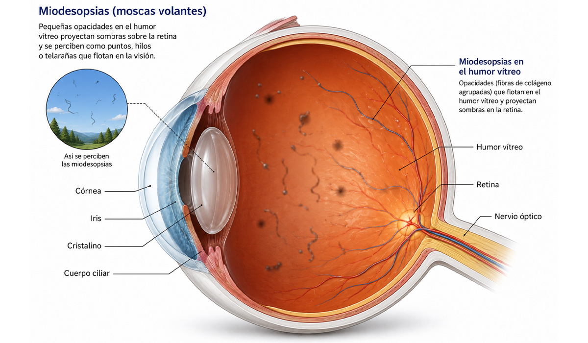Miodesopsias: ¿Qué son esas moscas volantes que aparecen en la visión?