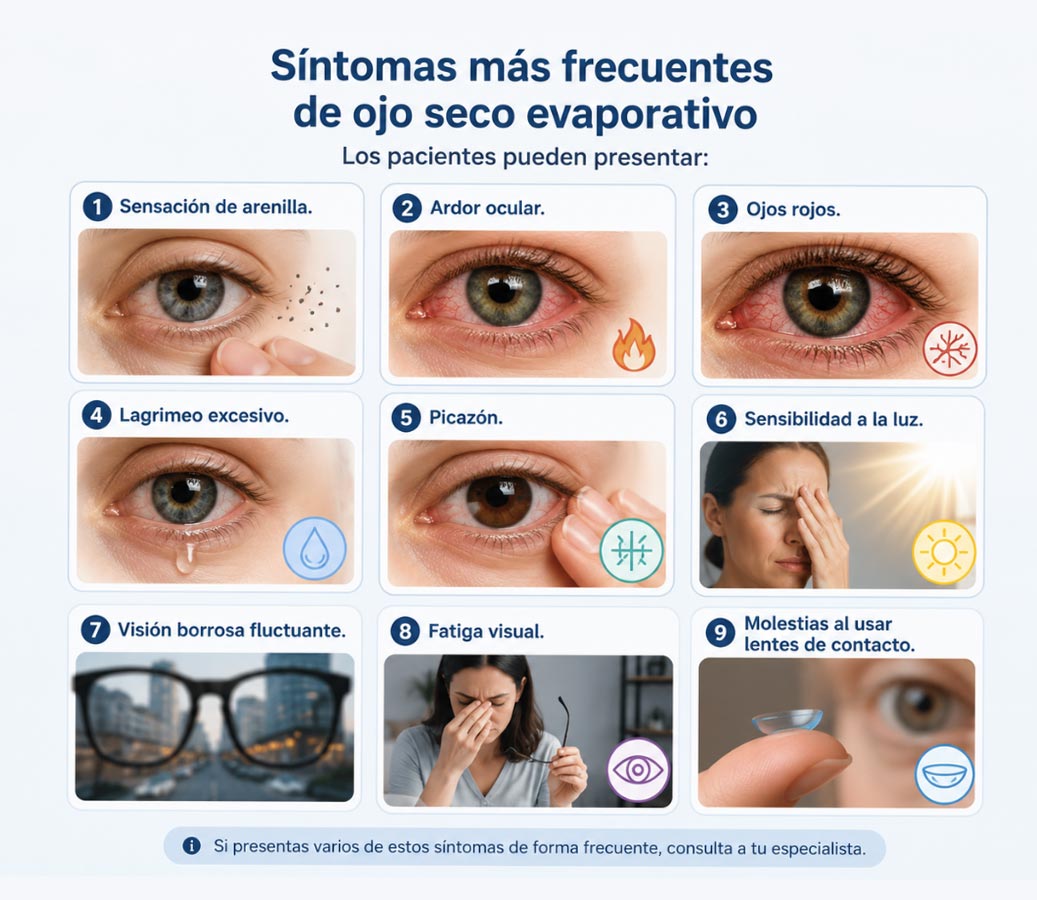 síntomas del ojo seco evaporativo